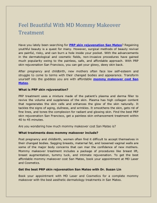 Feel Beautiful With MD Mommy Makeover Treatment