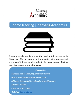 home tutoring | Nanyang Academics