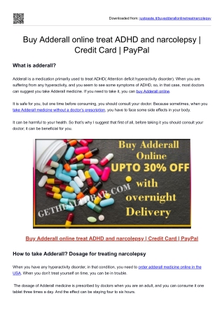 Buy Adderall online treat ADHD and narcolepsy  Credit Card  PayPal