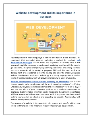 Website development and its importance in Business