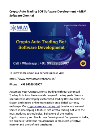 Crypto Auto trading BOT Software development - MLM Software Chennai