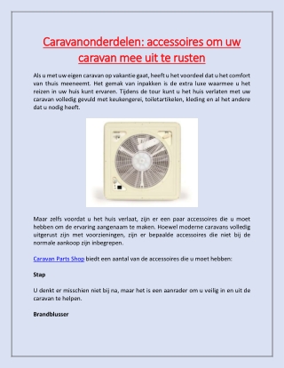 Caravanonderdelen: accessoires om uw caravan mee uit te rusten