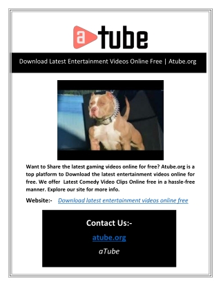Download Latest Entertainment Videos Online Free | Atube.org