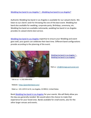 Wedding live band In Los Angeles ^ - Wedding live band In Los Angeles
