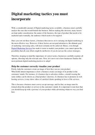 Digital marketing tactics you must incorporate