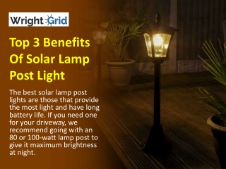 Top 3 Benefits Of Solar Lamp Post Light