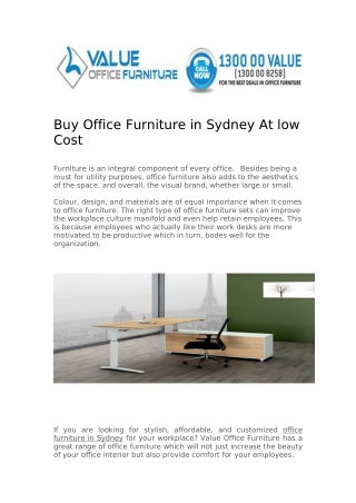 Buy Office Furniture in Sydney At low Cost