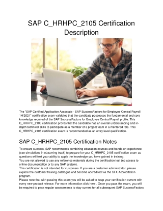 SAP C_HRHPC_2105 Certification Description