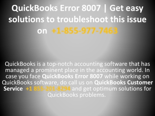 QuickBooks Error 8007 | Get easy solutions to troubleshoot this issue on