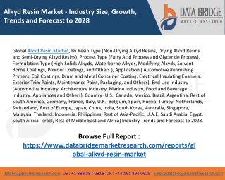 Global Alkyd Resin Market – Industry Trends and Forecast to 2028