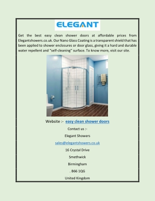 Easy Clean Shower Doors | Elegant Showers