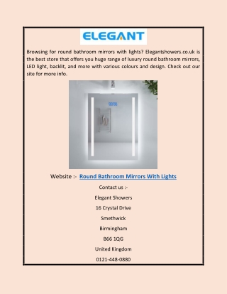 Round Bathroom Mirrors With Lights | Elegantshowers.co.uk