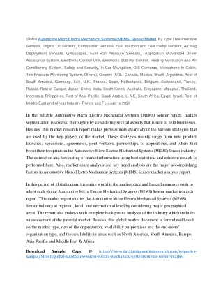 Automotive Micro Electro Mechanical Systems (MEMS) Sensor Market