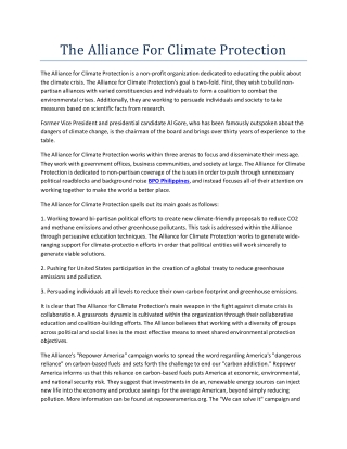 The Alliance For Climate Protection