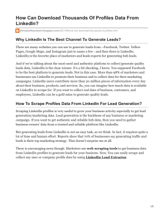 How Can Extract Thousands Of Profiles Data From LinkedIn