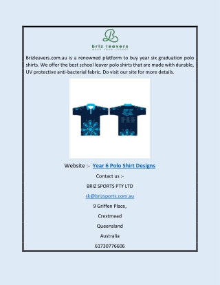 Year 6 Polo Shirt Designs | Brizleavers.com.au