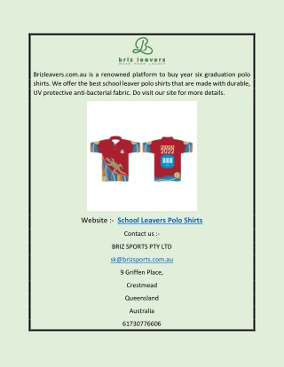 School Leavers Polo Shirts | Brizleavers.com.au