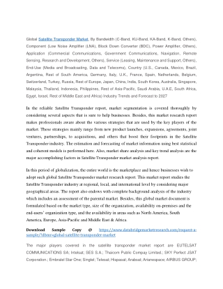 Satellite Transponder Market