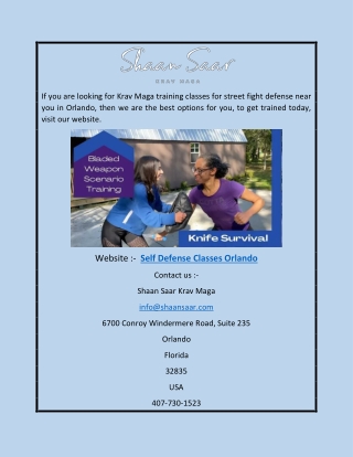 Self Defense Classes Orlando | ShaanSaar.com