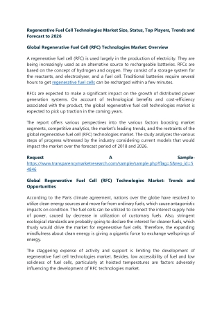 Regenerative Fuel Cell Technologies Market Size, Status, Top Players, Trends and