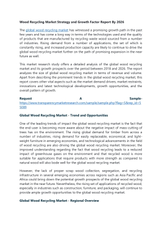 Wood Recycling Market Strategy and Growth Factor Report By 2026
