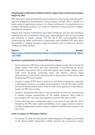 Polyphenylene Oxide Resins Market Outlook, Opportunity and Demand Analysis Repor