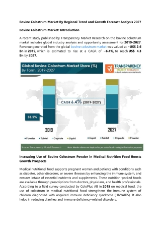 Bovine Colostrum Market By Regional Trend and Growth Forecast Analysis 2027