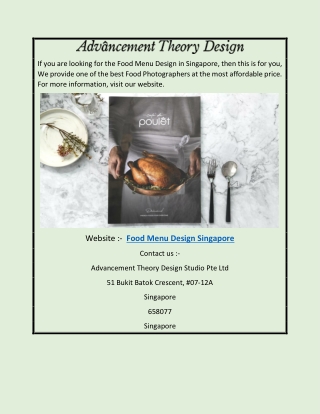 Food Menu Design Singapore | Advancement Theory