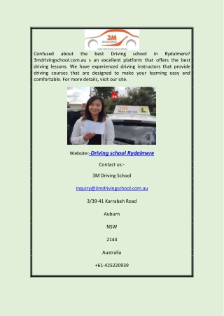 Driving school Rydalmere | 3mdrivingschool.com.au