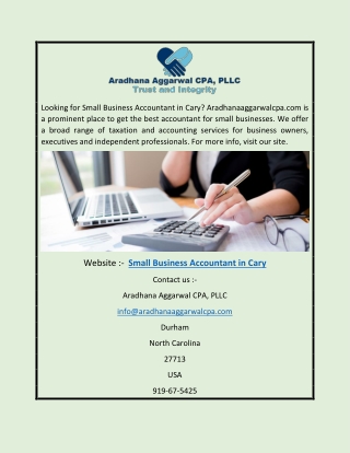 Small Business Accountant in Cary | Aradhanaaggarwalcpa.com