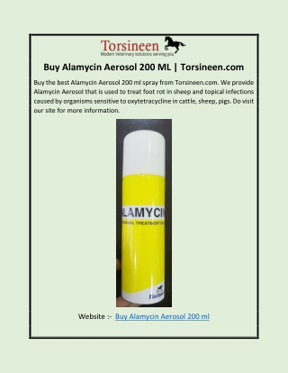 Buy Alamycin Aerosol 200 ML | Torsineen.com