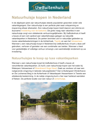 Natuurhuisje kopen