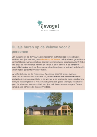 Vakantiehuisje Veluwe 2 personen