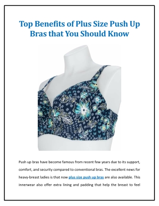 Top Benefits of Plus Size Push Up Bras that You Should Know