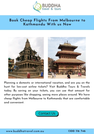 Book Cheap Flights From Melbourne to Kathmandu With Us Now