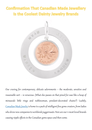 Confirmation That Canadian Made Jewellery Is the Coolest Dainty Jewelry Brands