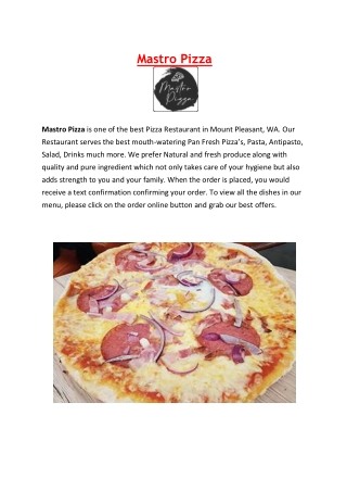 5% Off- Mastro Pizza Takeaway Restaurant Mount Pleasant Perth, WA