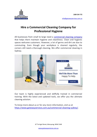 Hire a Commercial Cleaning Company for Professional Hygiene