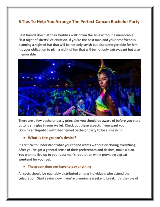6 Tips To Help You Arrange The Perfect Cancun Bachelor Party