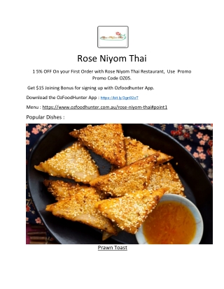 15% Off - Rose Niyom Thai Restaurant Menu in Nundah QLD