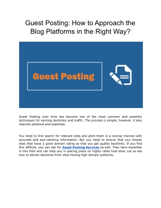 Guest Posting- How to Approach the Blog Platforms in the Right Way