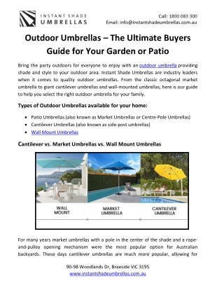 Outdoor Umbrellas – The Ultimate Buyers Guide for Your Garden or Patio