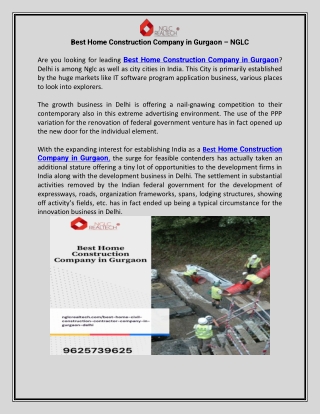 Best Home Construction Company in Gurgaon