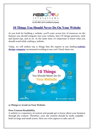 10 Things You Should Never Do On Your Website