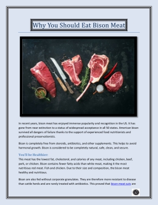 Why You Should Eat Bison Meat