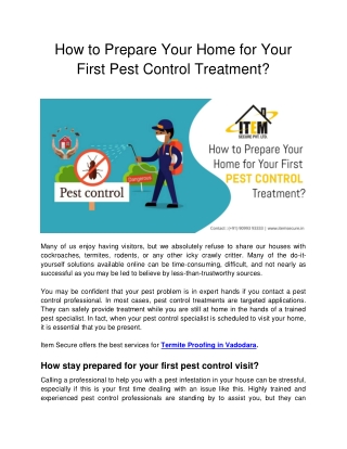 How to Prepare Your Home for Your First Pest Control Treatment ?