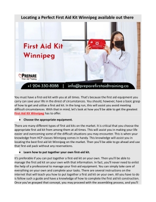 Locating a perfect First Aid Kit Winnipeg available out there