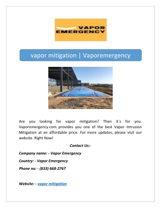 vapor mitigation | Vaporemergency