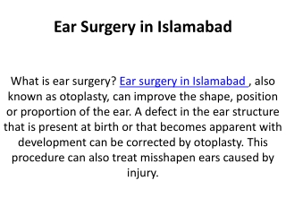 Ear Surgery in Islamabad