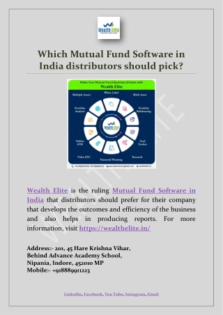 Which Mutual Fund Software in India distributors should pick